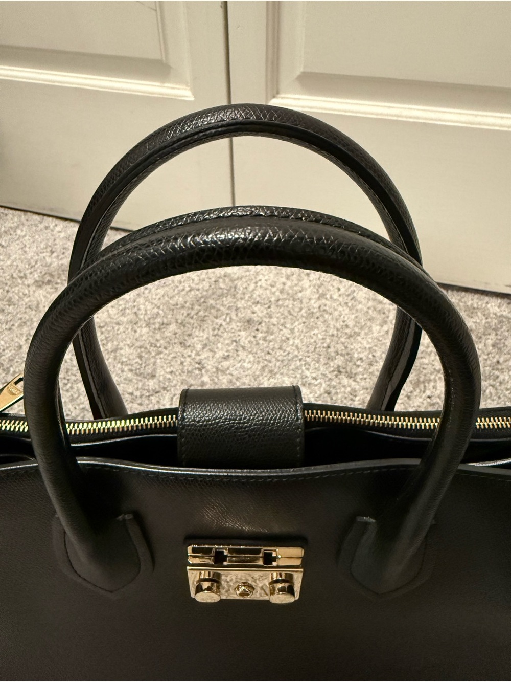 Furla Metropolis Medium Satchel Black Saffiano Leather Top Handle Crossbody - Picture 9 of 16